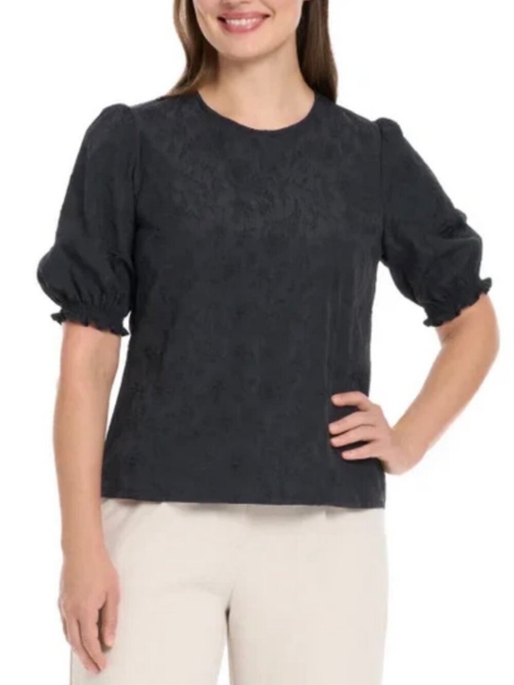 Ted Baker Women's Black Short Puff Sleeve Blouse XS